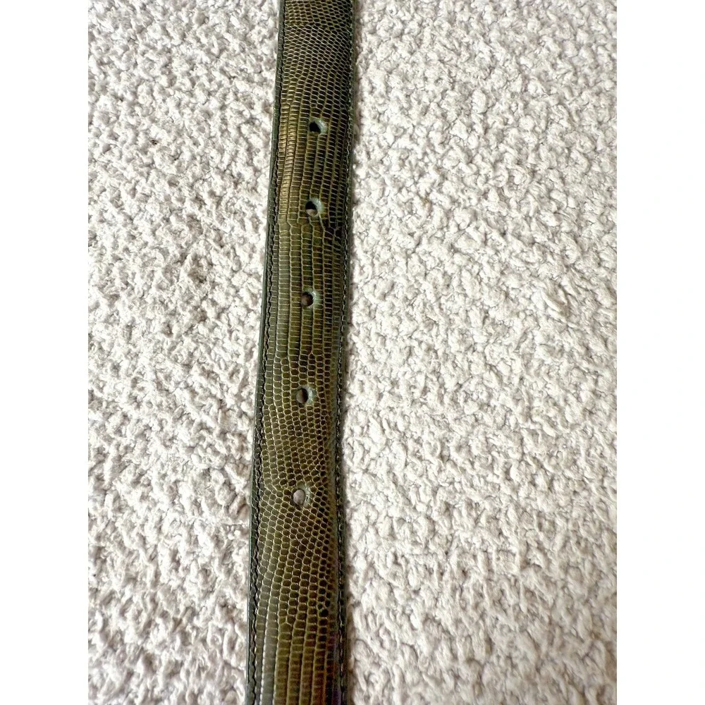 Brighton Women Leather Belt Small Green Snake Embossed Silver Buckle Made in USA